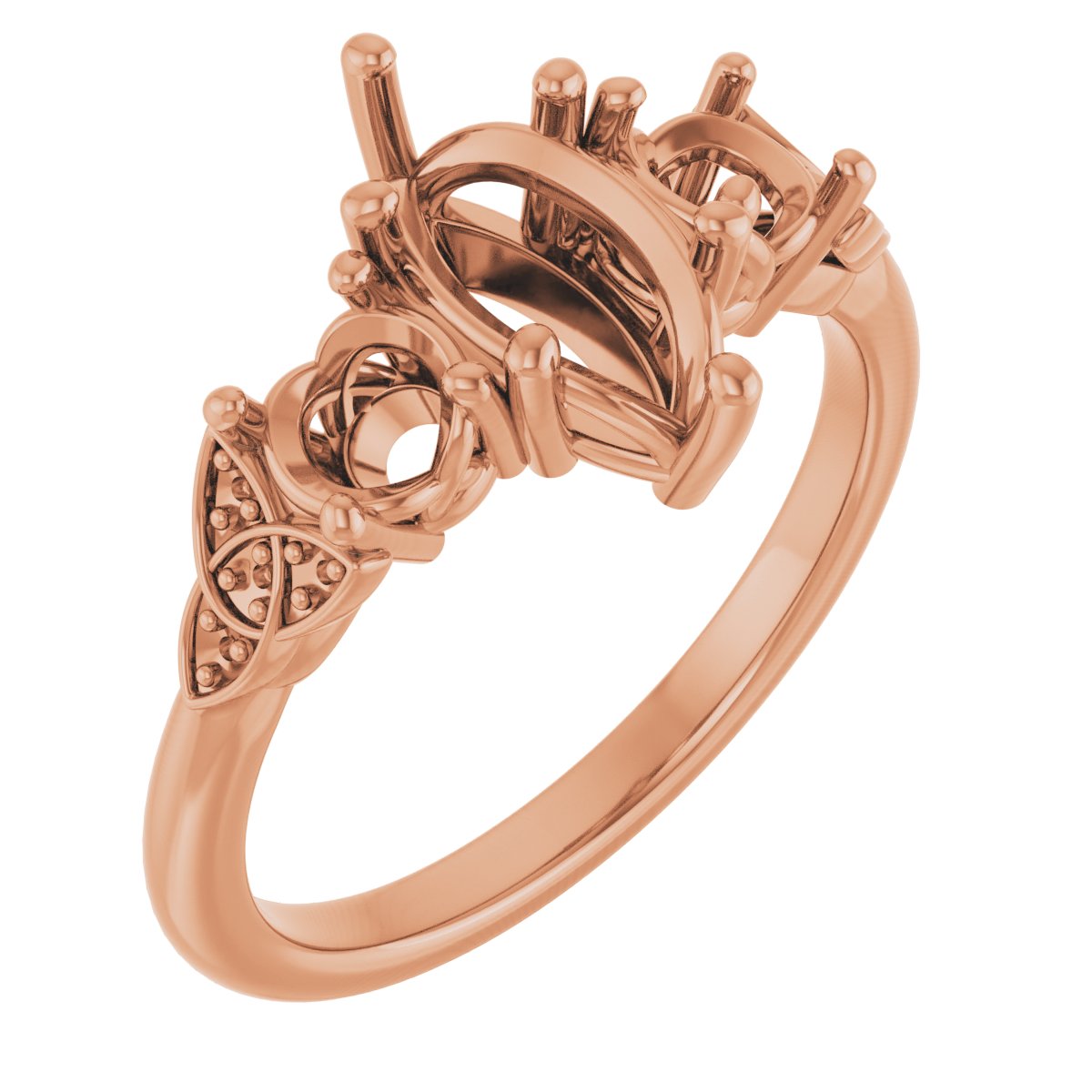 Three-Stone Celtic-Inspired Engagement Ring