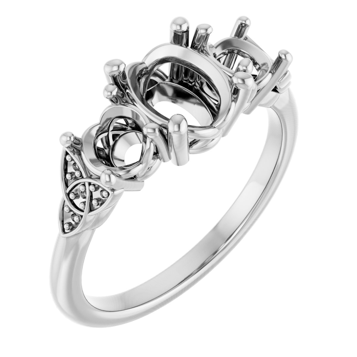 Three-Stone Celtic-Inspired Engagement Ring