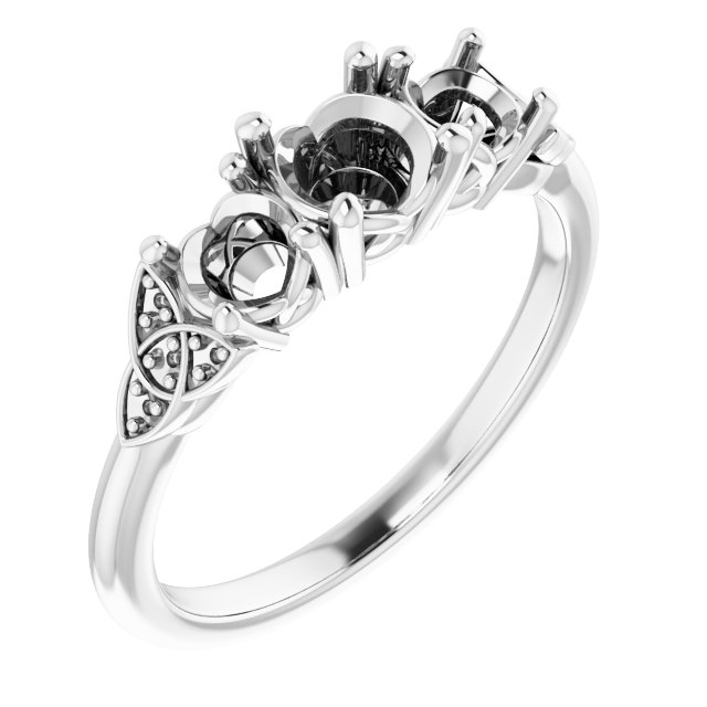 Three-Stone Celtic-Inspired Engagement Ring