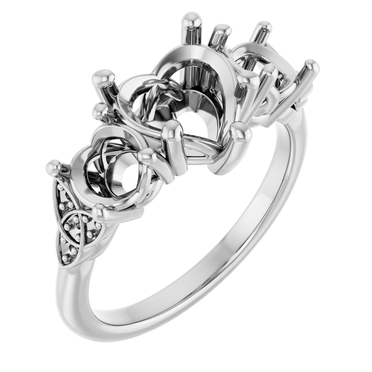 Three-Stone Celtic-Inspired Engagement Ring