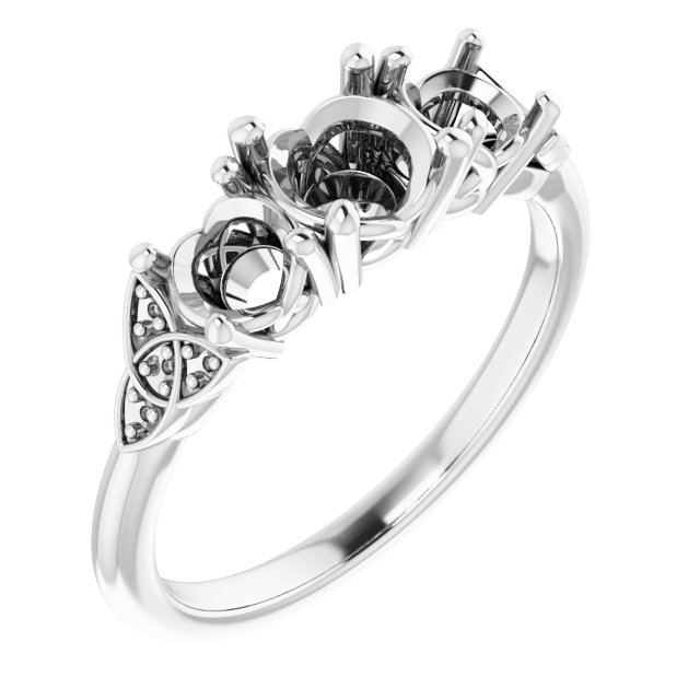 Three-Stone Celtic-Inspired Engagement Ring
