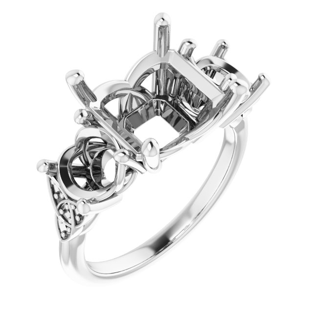 Three-Stone Celtic-Inspired Engagement Ring