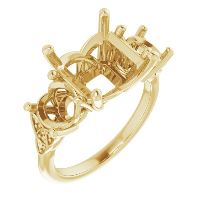 Three-Stone Celtic-Inspired Engagement Ring