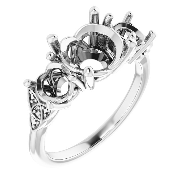 Three-Stone Celtic-Inspired Engagement Ring