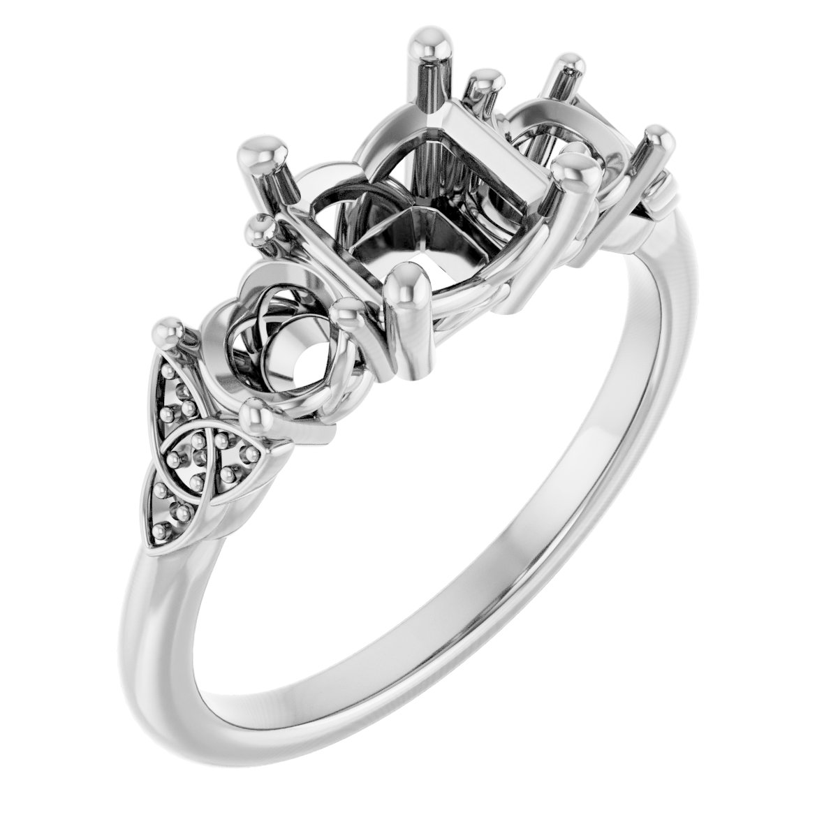 Three-Stone Celtic-Inspired Engagement Ring