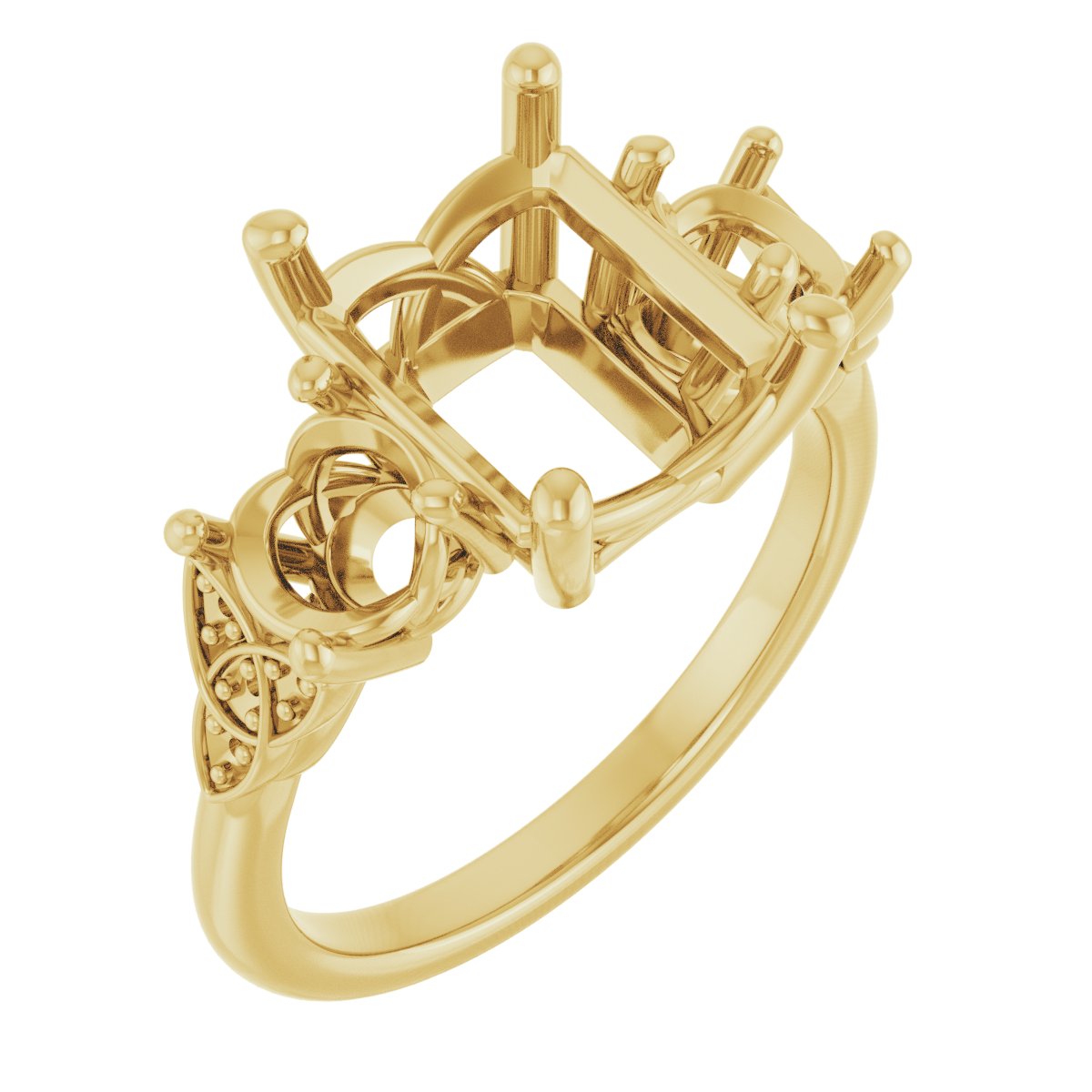 Three-Stone Celtic-Inspired Engagement Ring