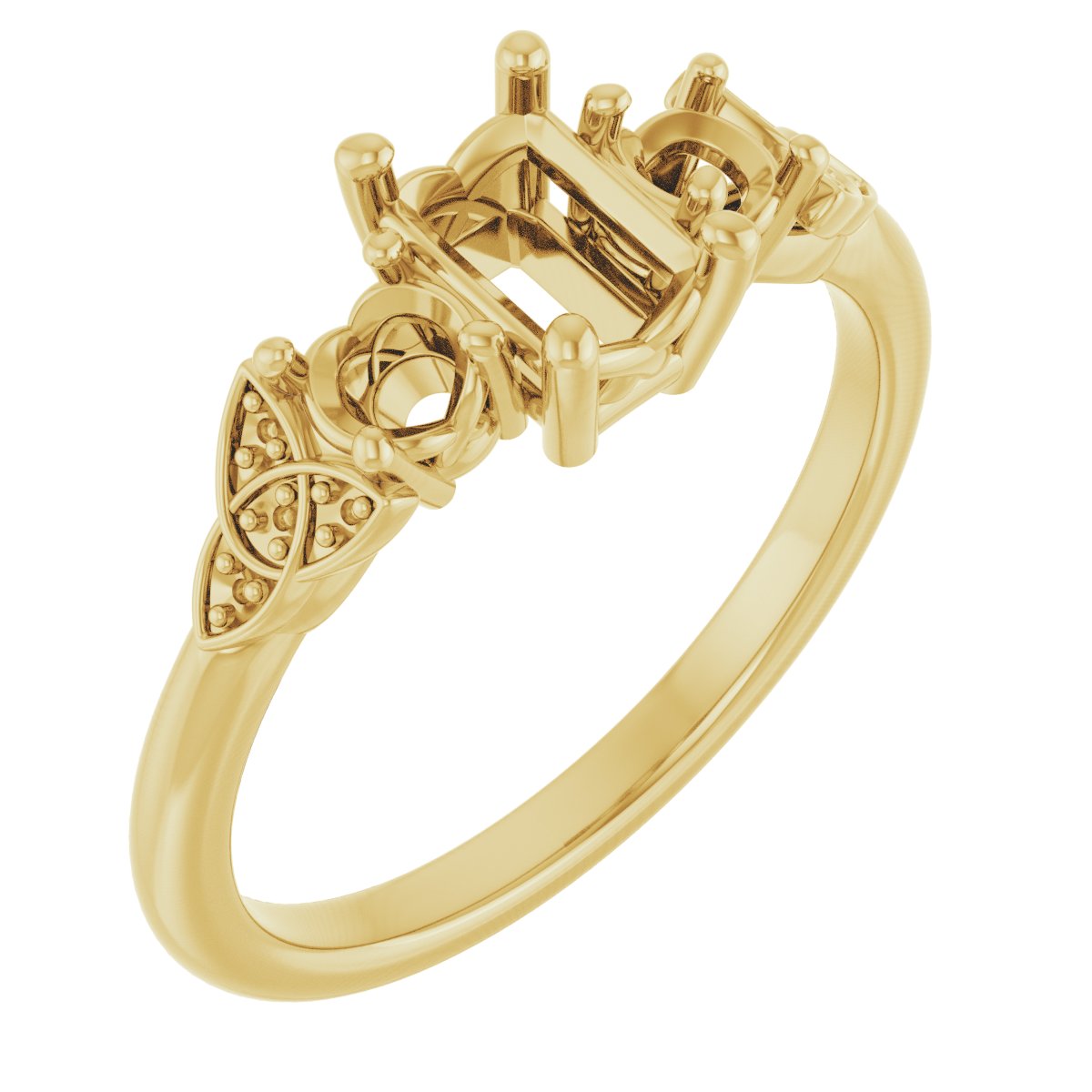 Three-Stone Celtic-Inspired Engagement Ring