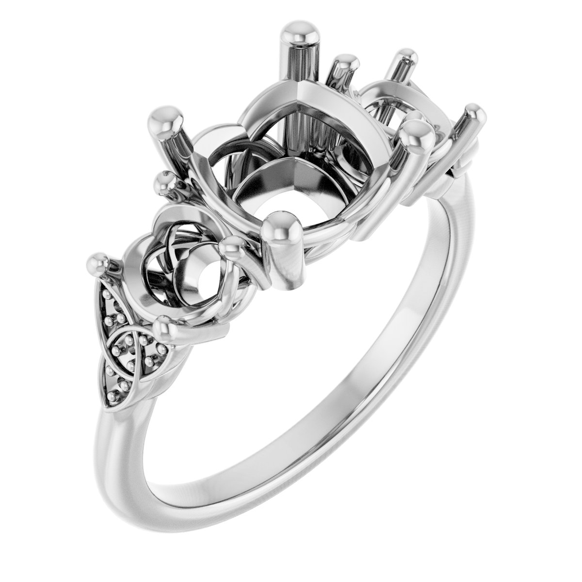 Three-Stone Celtic-Inspired Engagement Ring