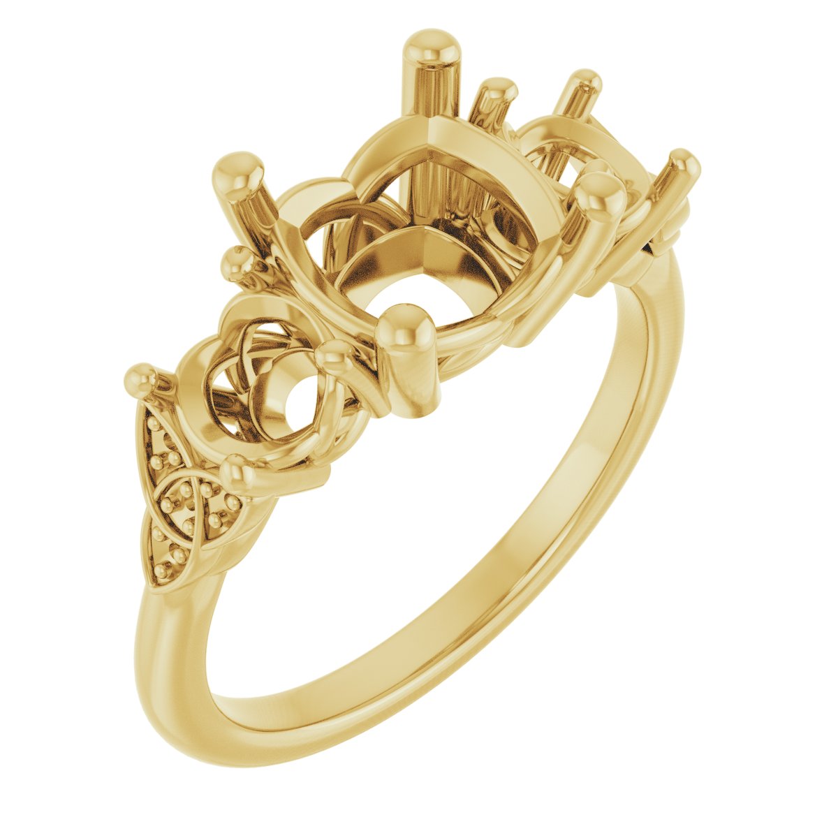 Three-Stone Celtic-Inspired Engagement Ring