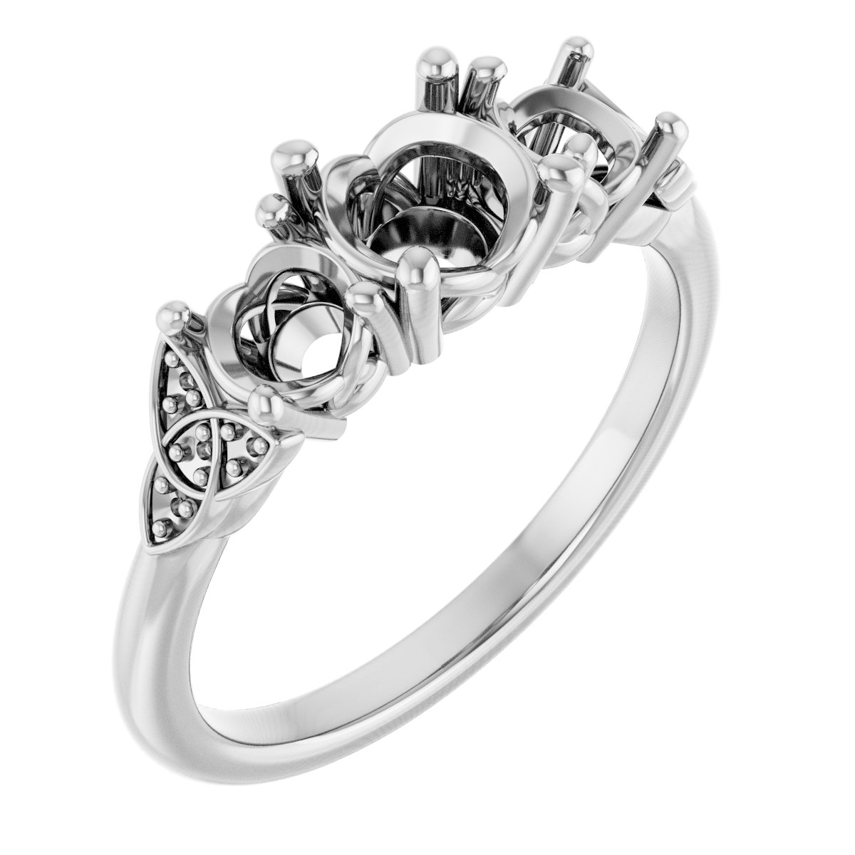 Three-Stone Celtic-Inspired Engagement Ring