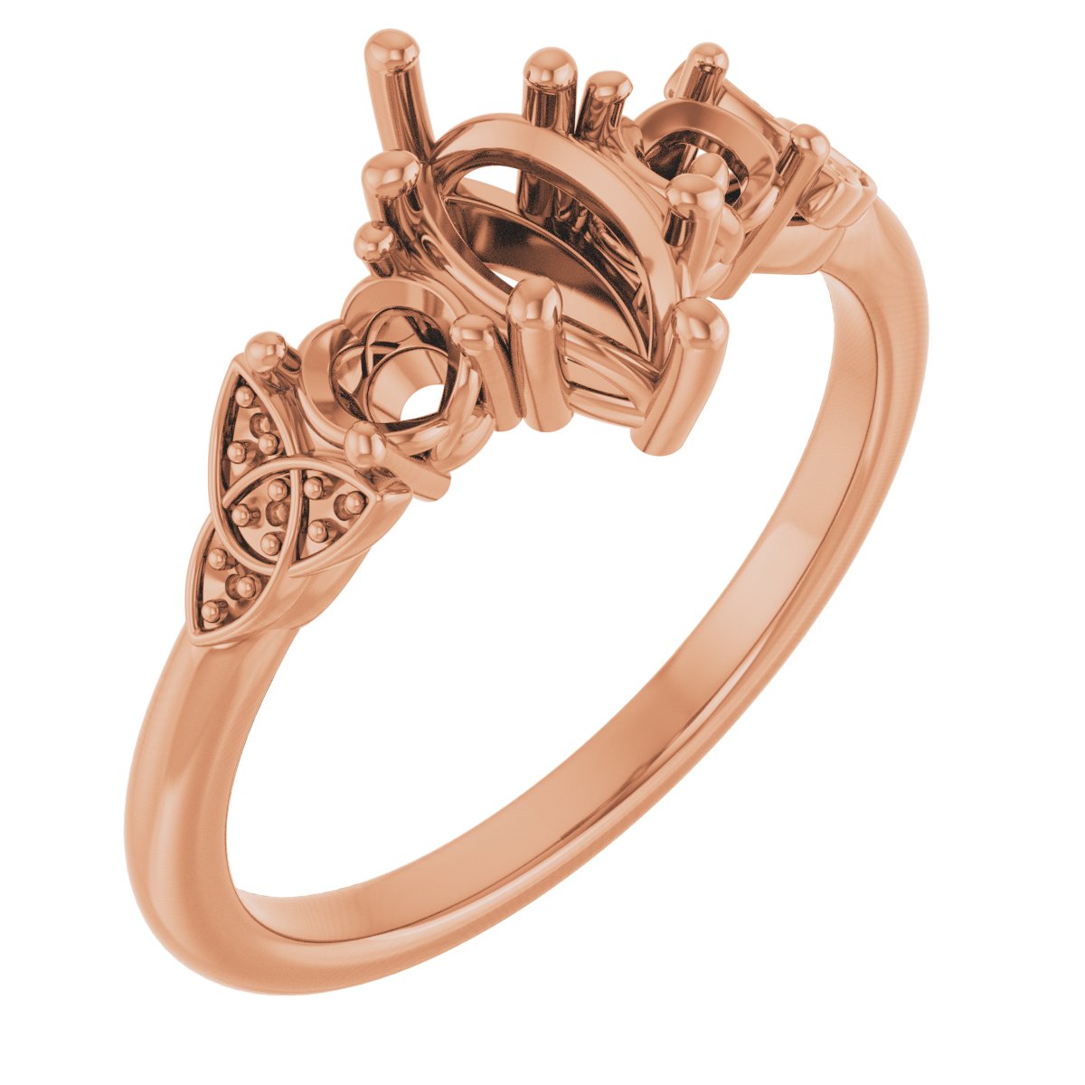 Three-Stone Celtic-Inspired Engagement Ring