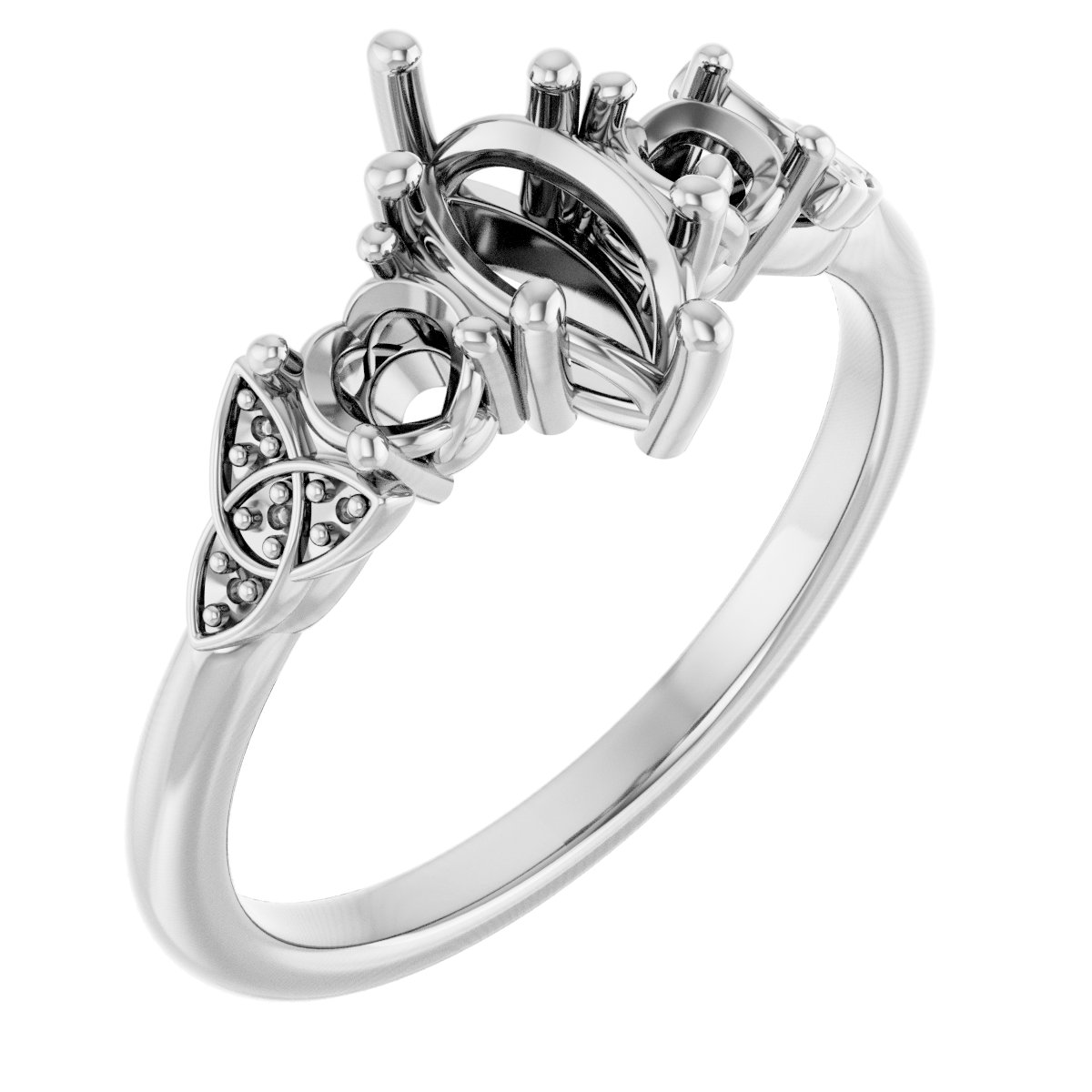 Three-Stone Celtic-Inspired Engagement Ring