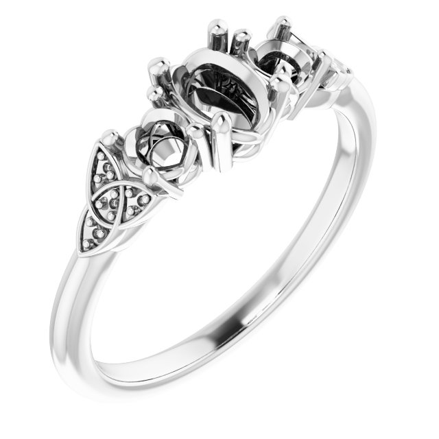 Three-Stone Celtic-Inspired Engagement Ring