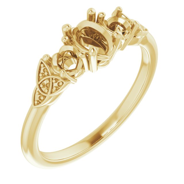 Three-Stone Celtic-Inspired Engagement Ring