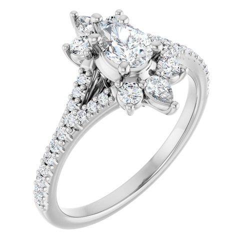 14K White Pear 1/3 ct Engagement Ring