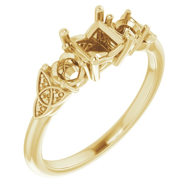Three-Stone Celtic-Inspired Engagement Ring