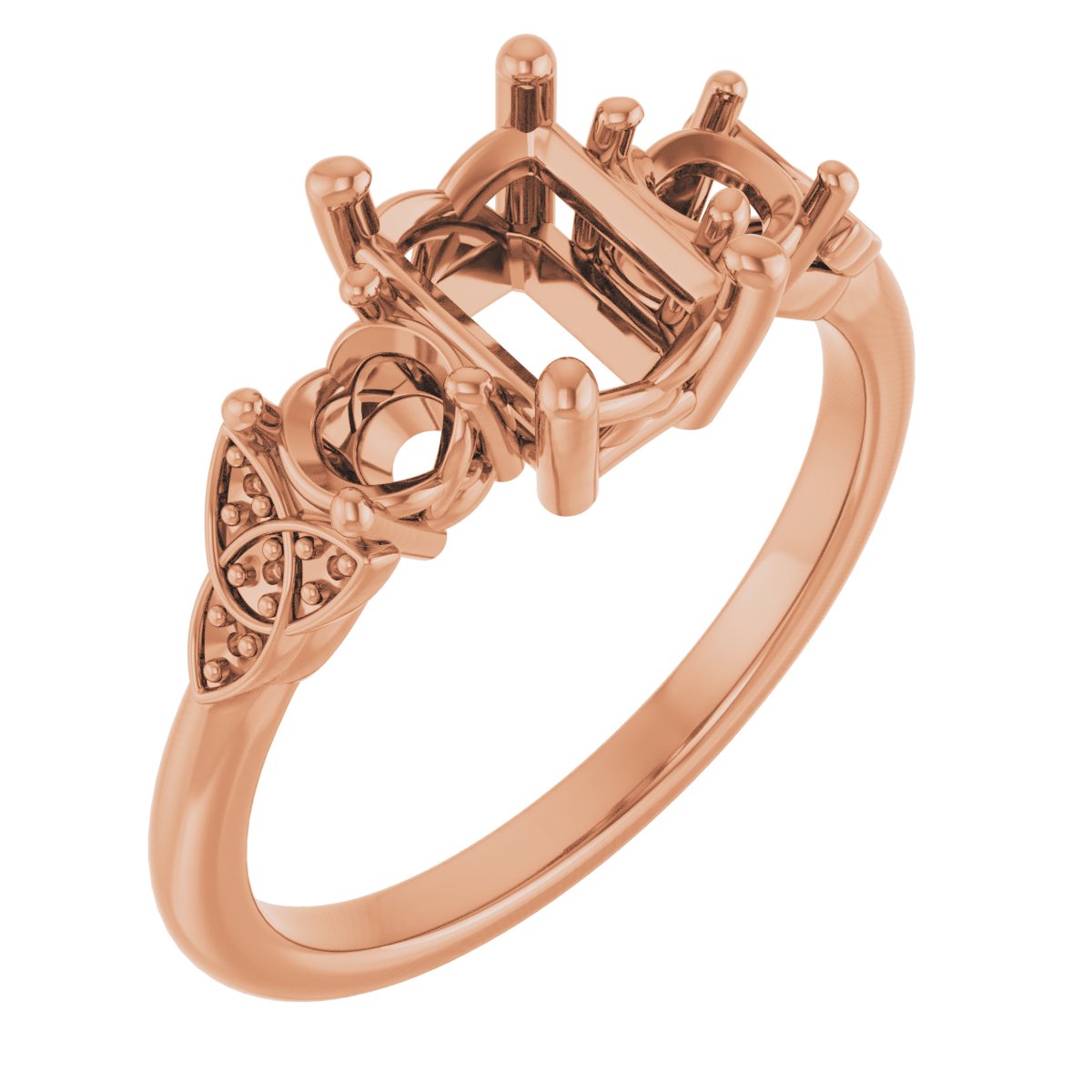 Three-Stone Celtic-Inspired Engagement Ring