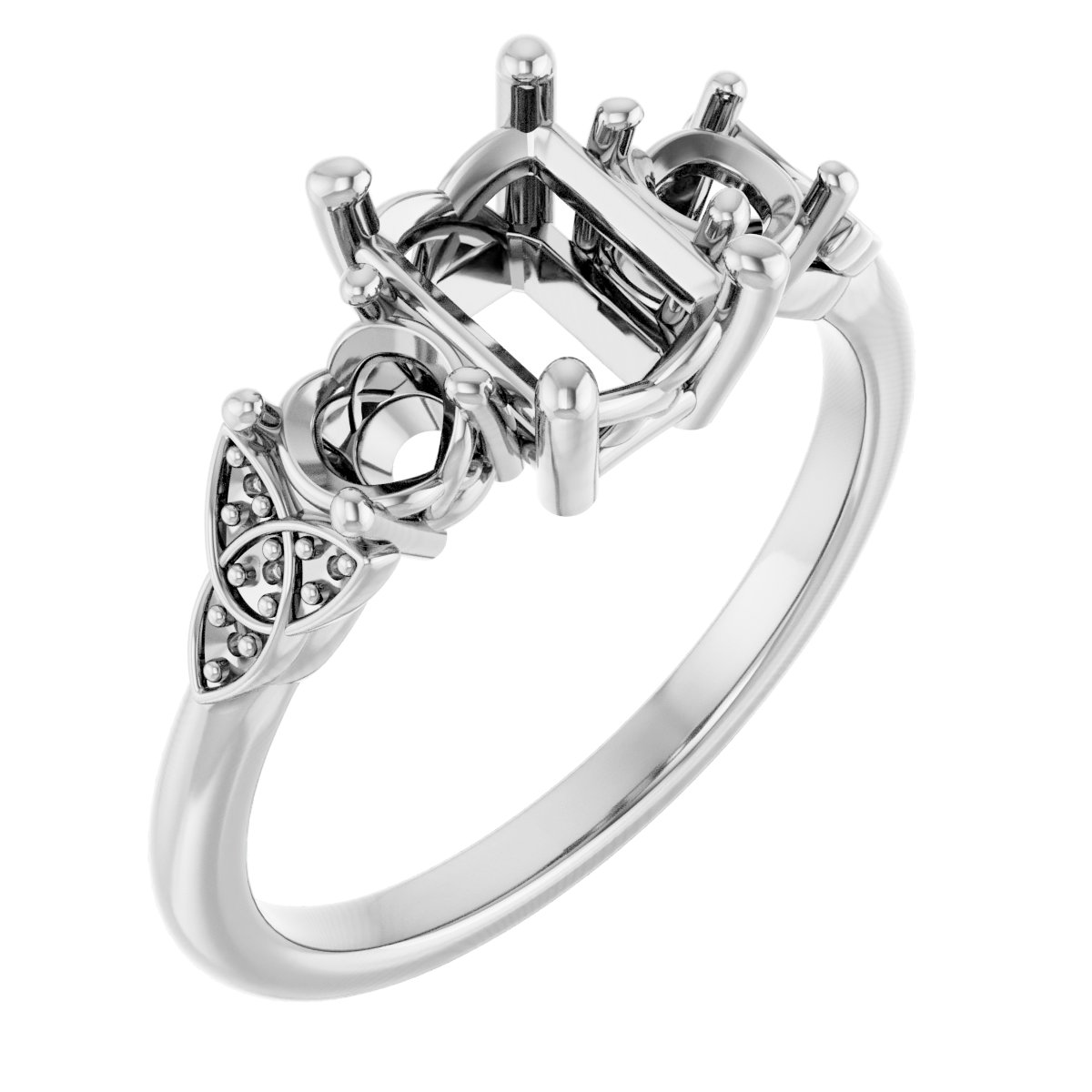 Three-Stone Celtic-Inspired Engagement Ring
