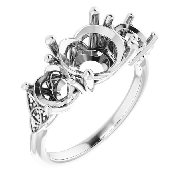 Three-Stone Celtic-Inspired Engagement Ring