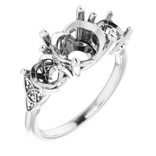 Three-Stone Celtic-Inspired Engagement Ring