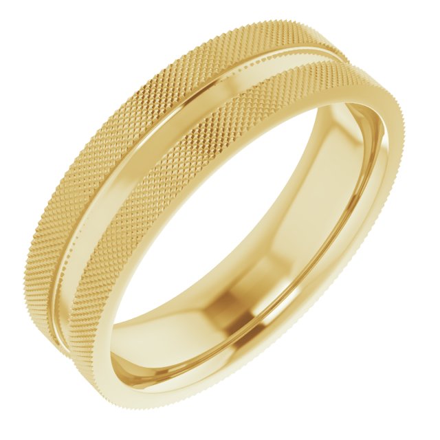 Knurled Edge Standard-Fit Flat Band – 14K Yellow Gold