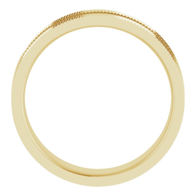 Alternative view of Knurled Edge Standard-Fit Flat Band – 14K Yellow Gold