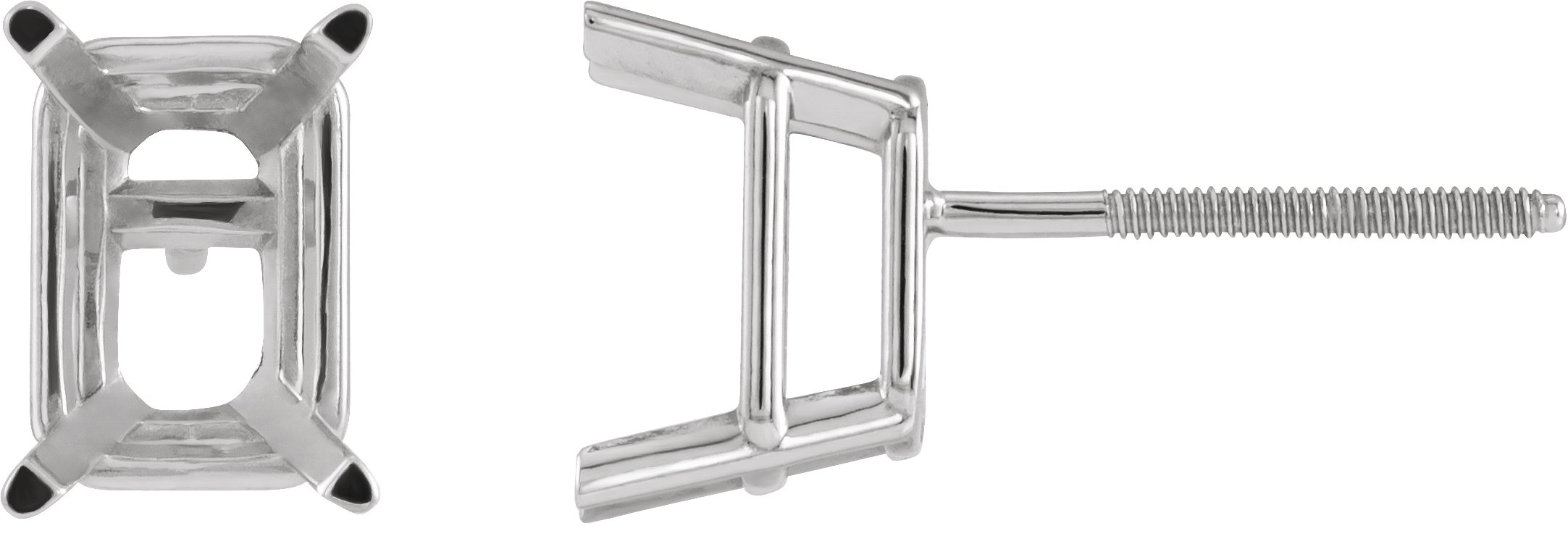 Emerald 4-Prong Light Stud Earrings