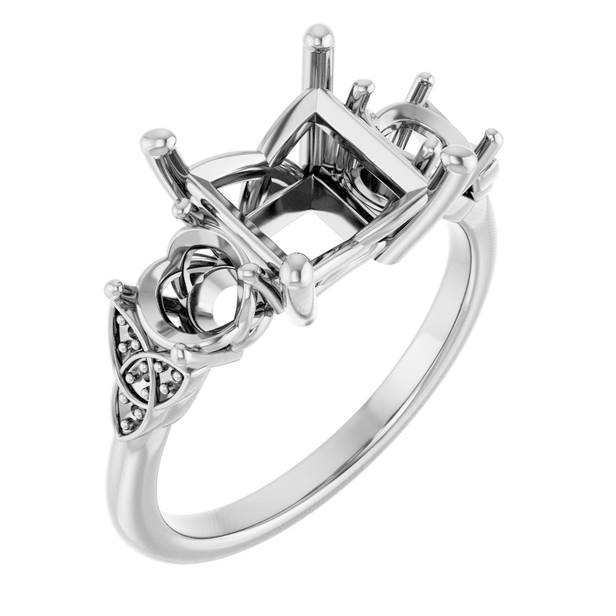 Three-Stone Celtic-Inspired Engagement Ring