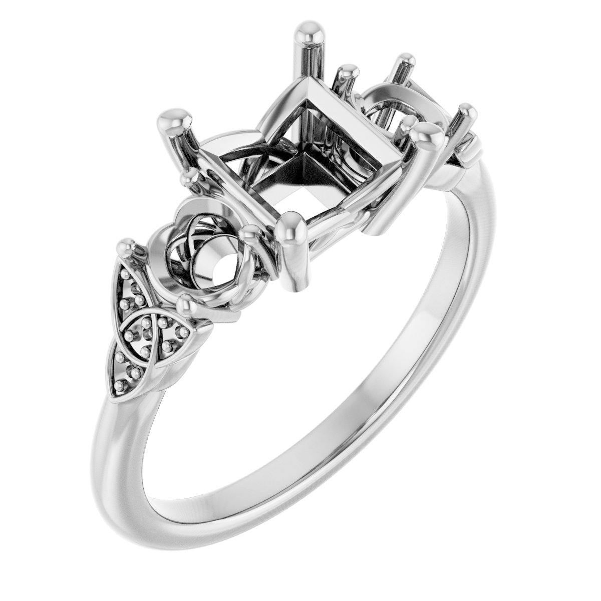 Three-Stone Celtic-Inspired Engagement Ring