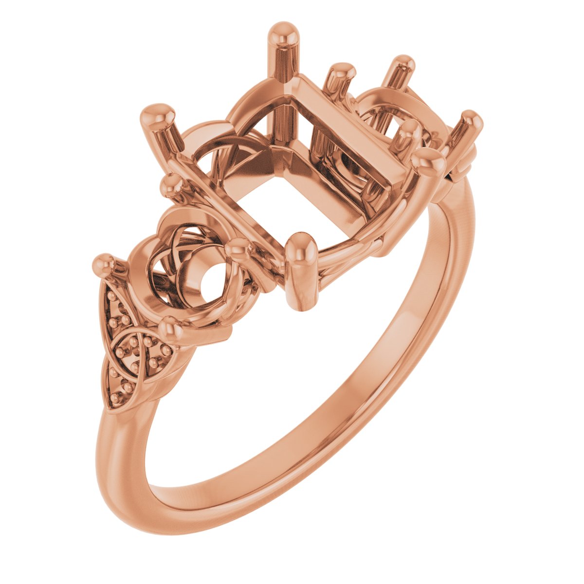 Three-Stone Celtic-Inspired Engagement Ring