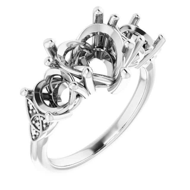 Three-Stone Celtic-Inspired Engagement Ring