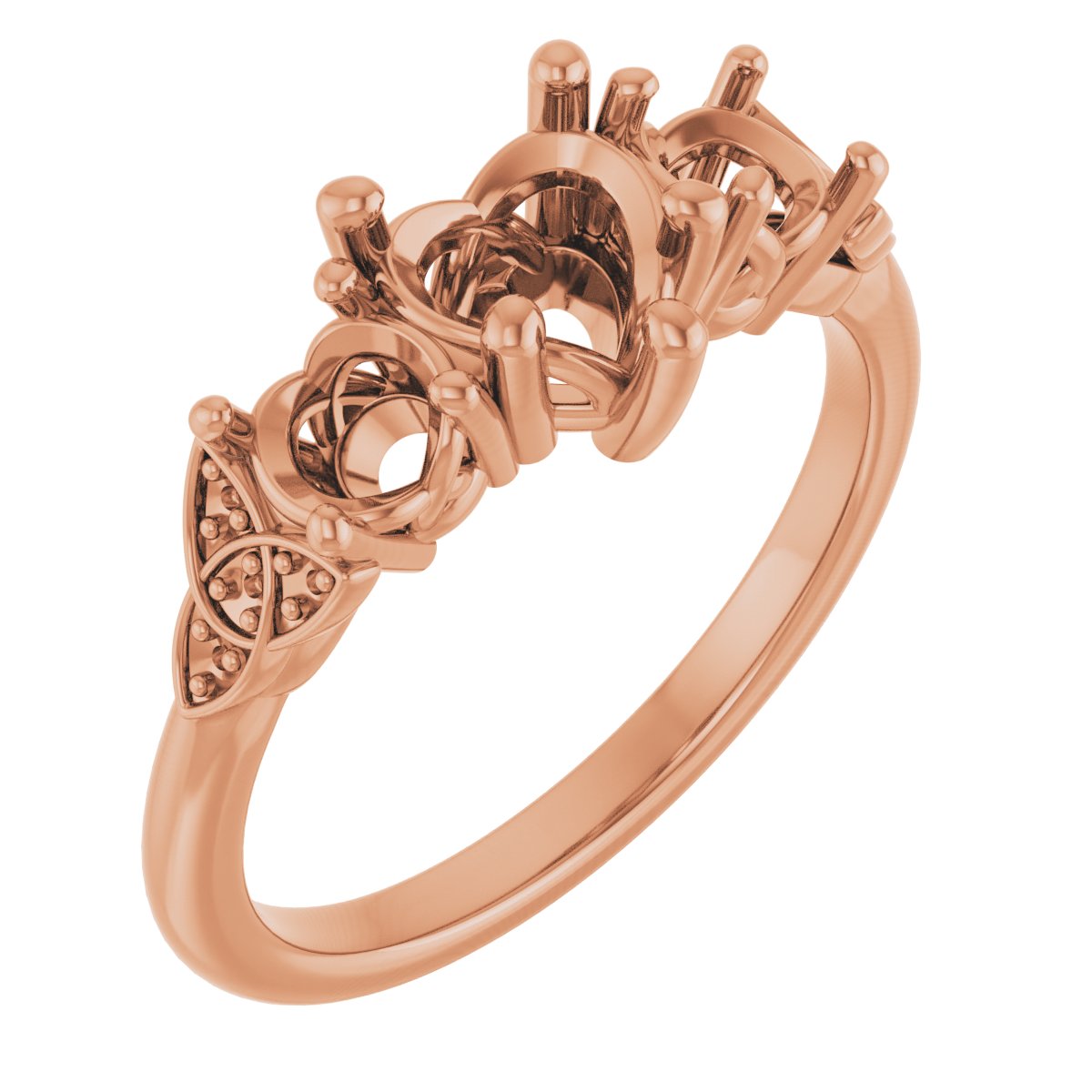 Three-Stone Celtic-Inspired Engagement Ring