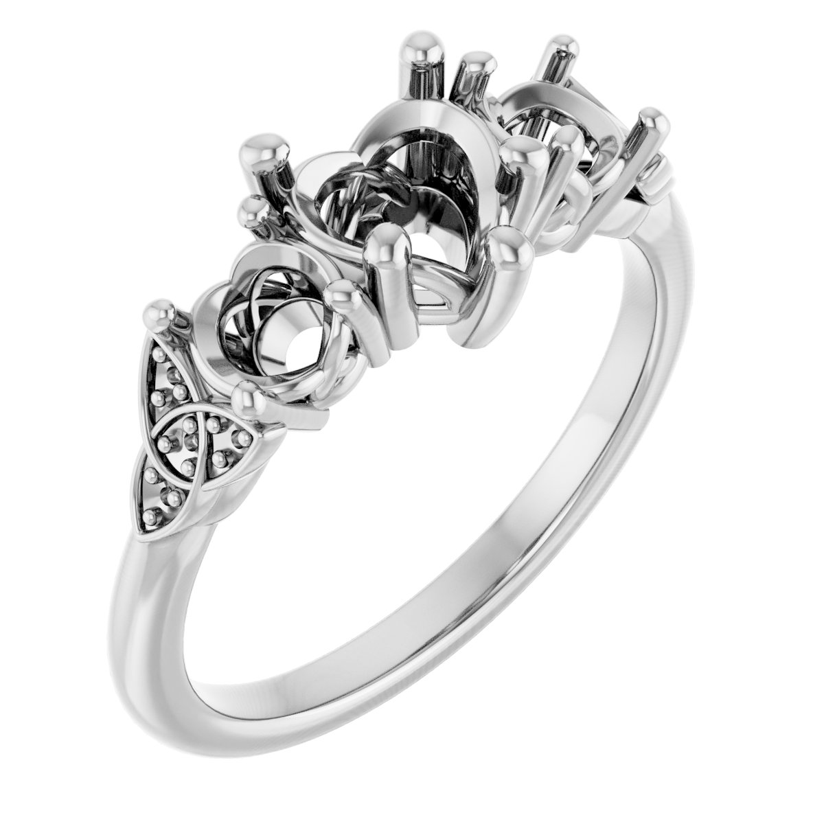 Three-Stone Celtic-Inspired Engagement Ring