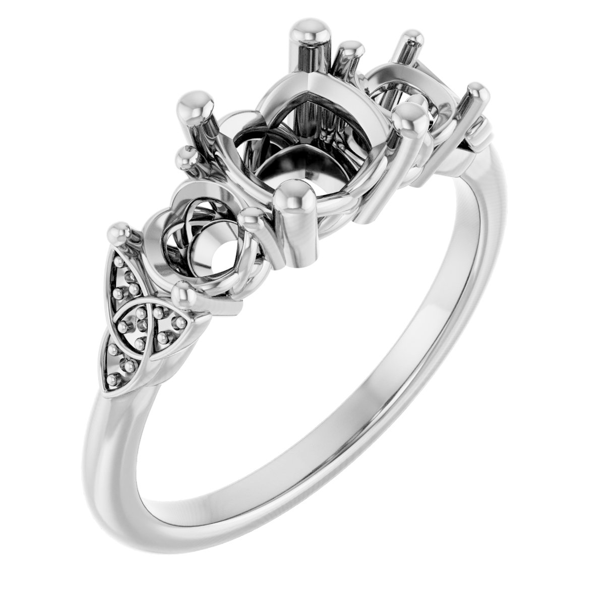 Three-Stone Celtic-Inspired Engagement Ring