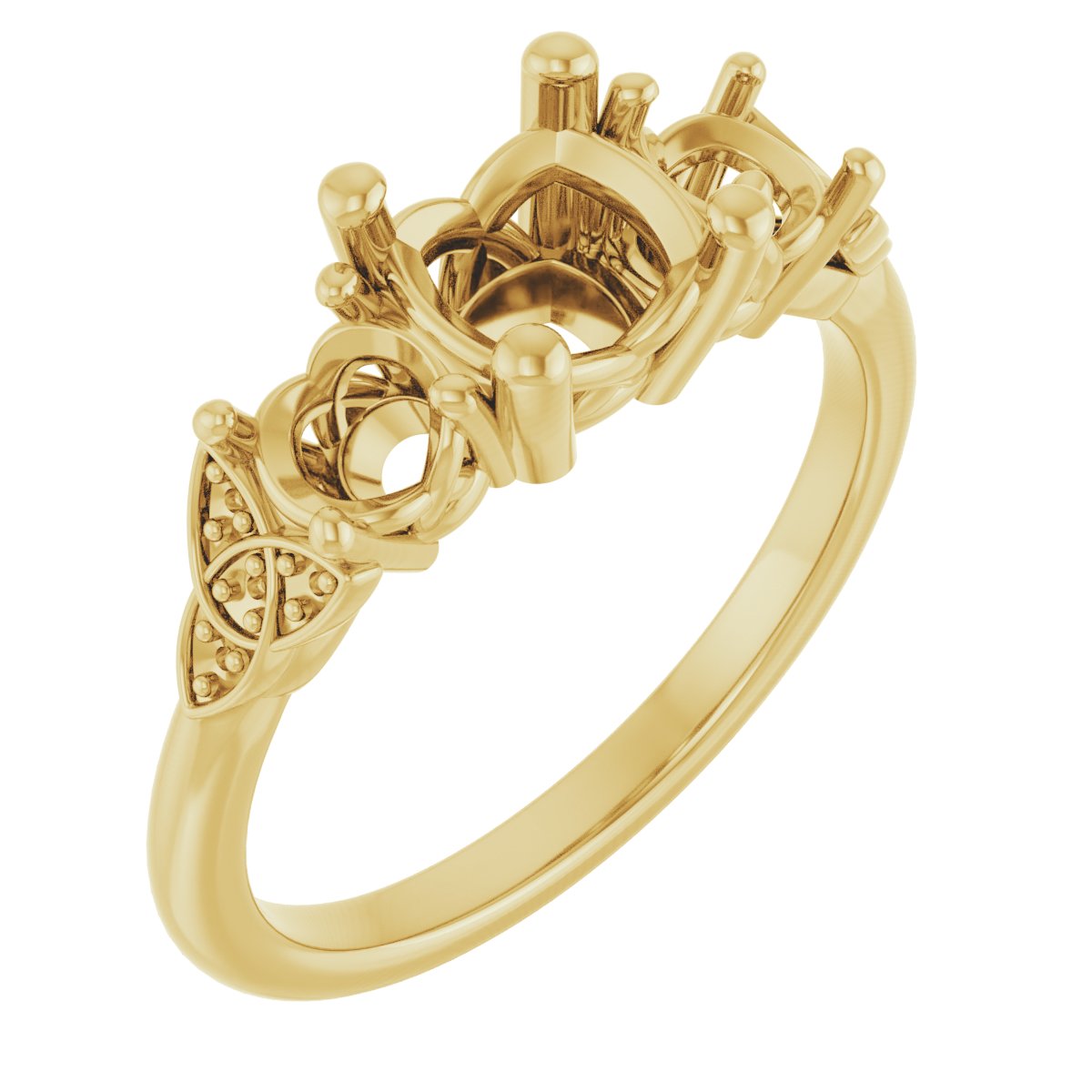 Three-Stone Celtic-Inspired Engagement Ring