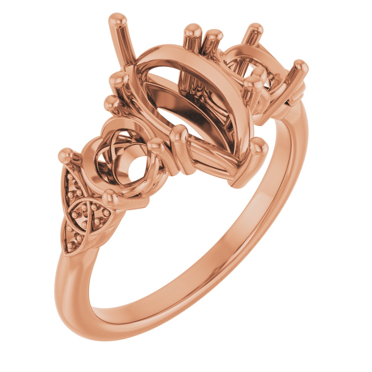 Three-Stone Celtic-Inspired Engagement Ring