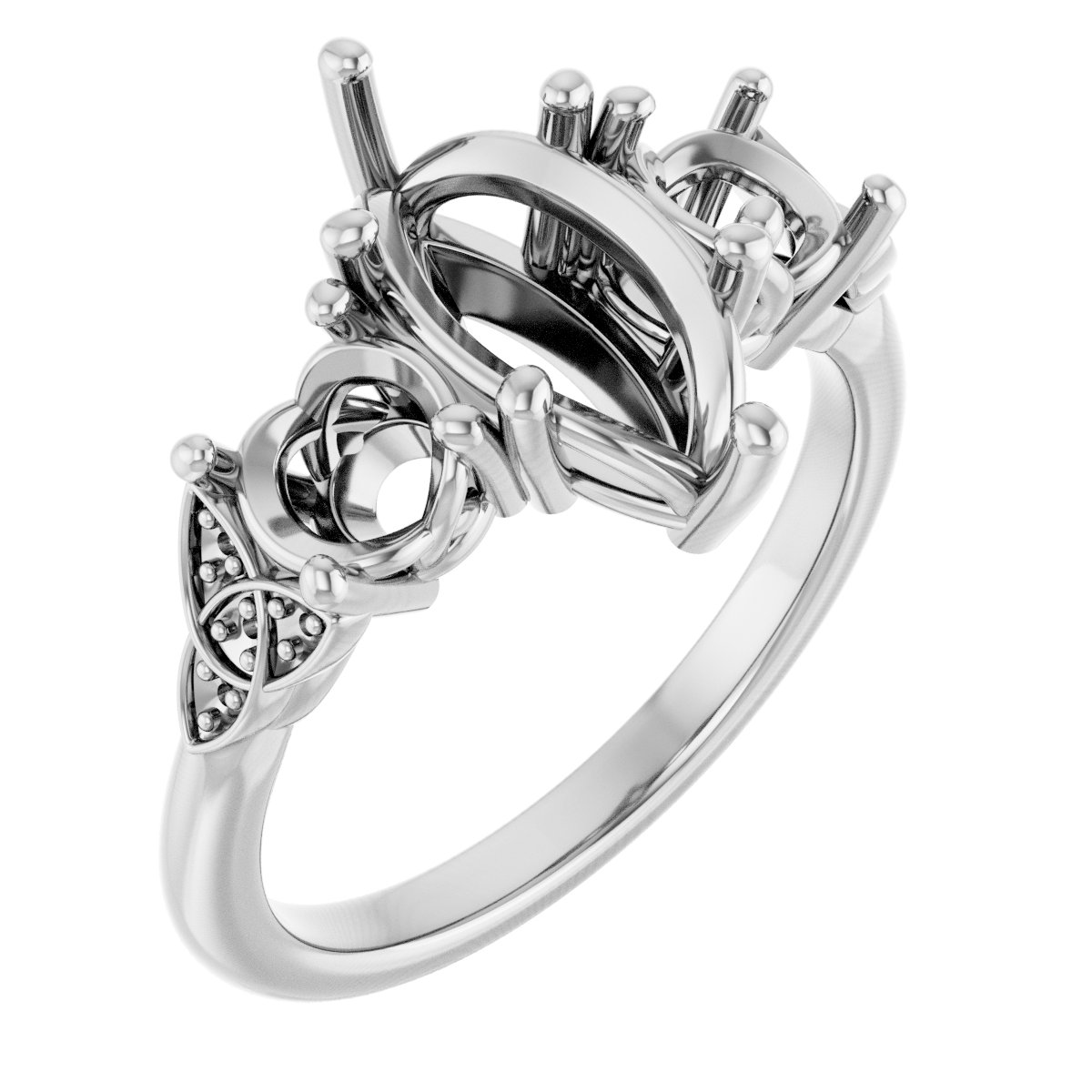 Three-Stone Celtic-Inspired Engagement Ring