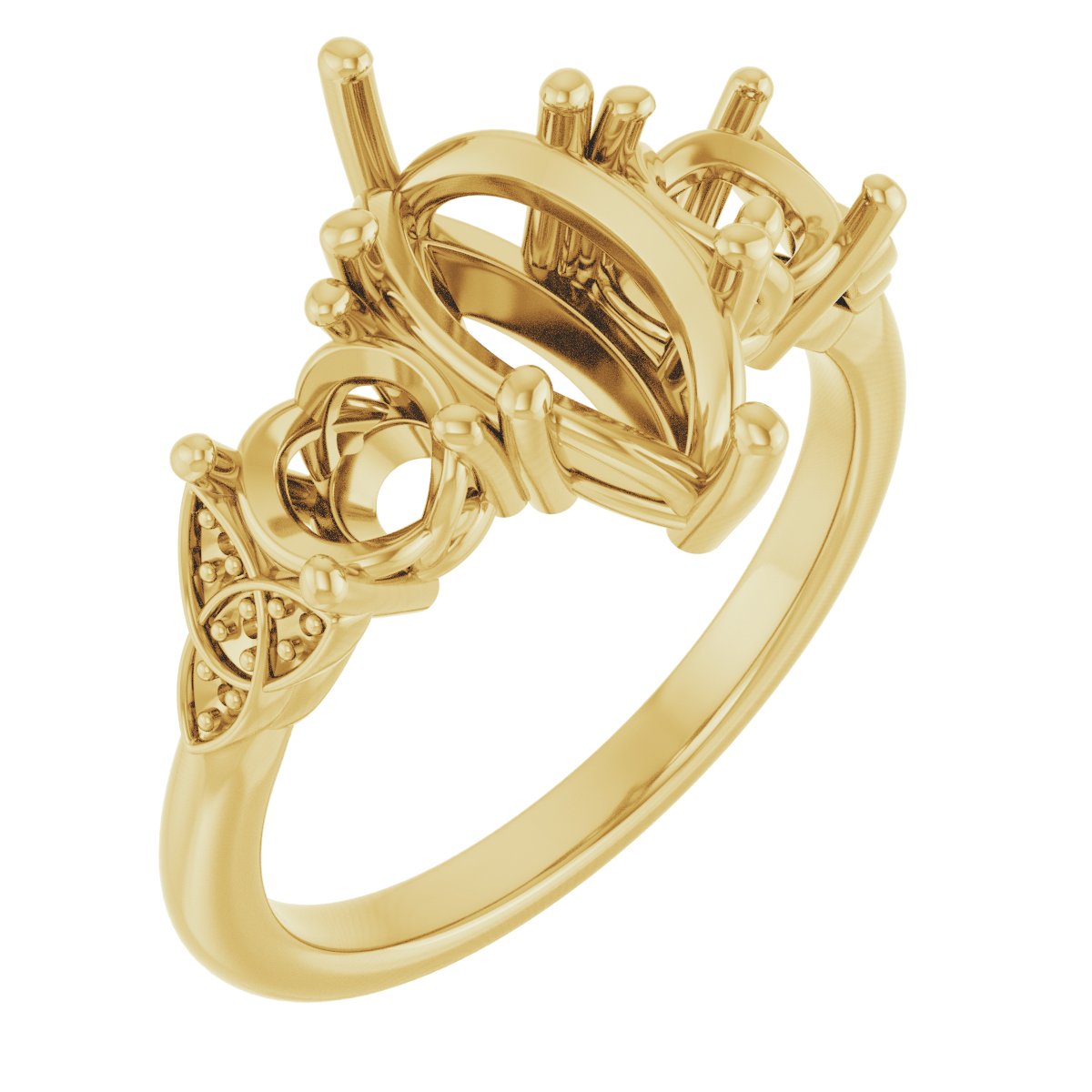 Three-Stone Celtic-Inspired Engagement Ring