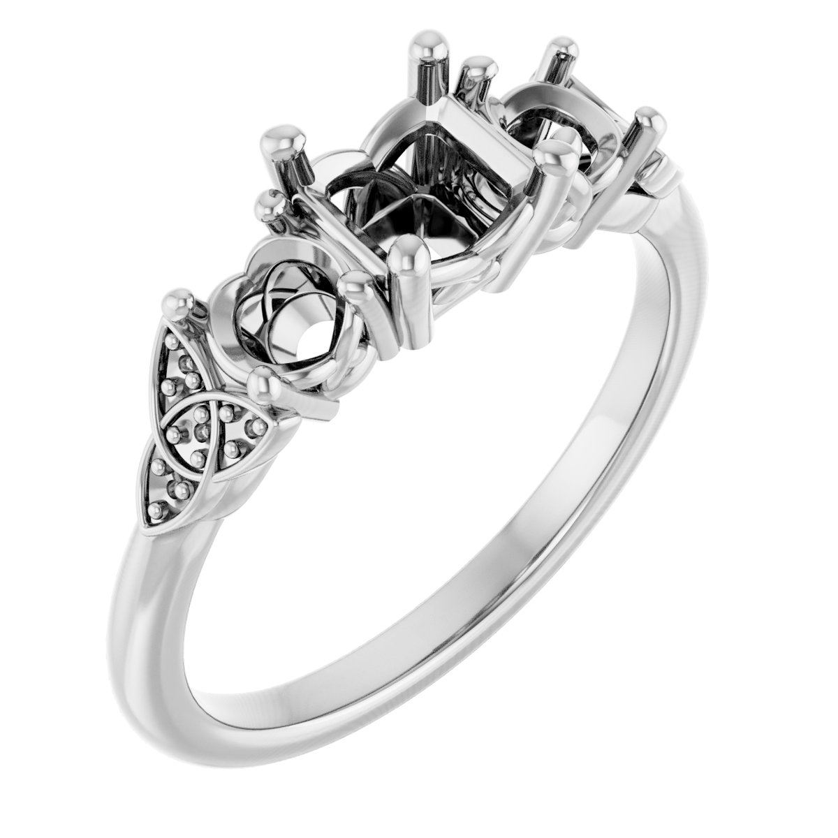 Three-Stone Celtic-Inspired Engagement Ring