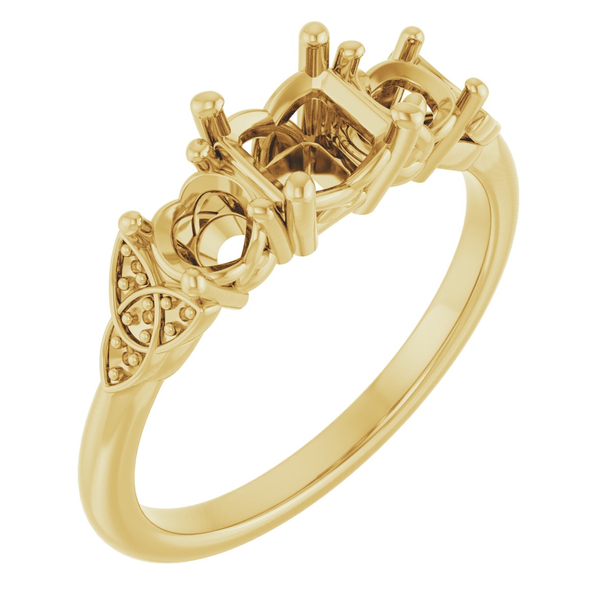 Three-Stone Celtic-Inspired Engagement Ring