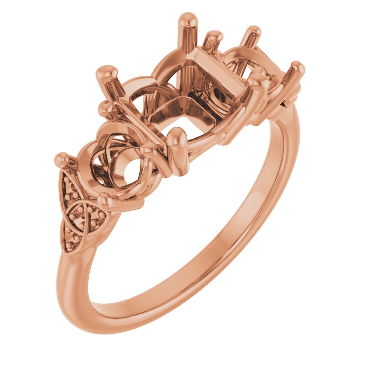 Three-Stone Celtic-Inspired Engagement Ring