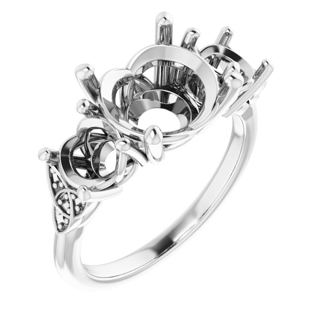 Three-Stone Celtic-Inspired Engagement Ring