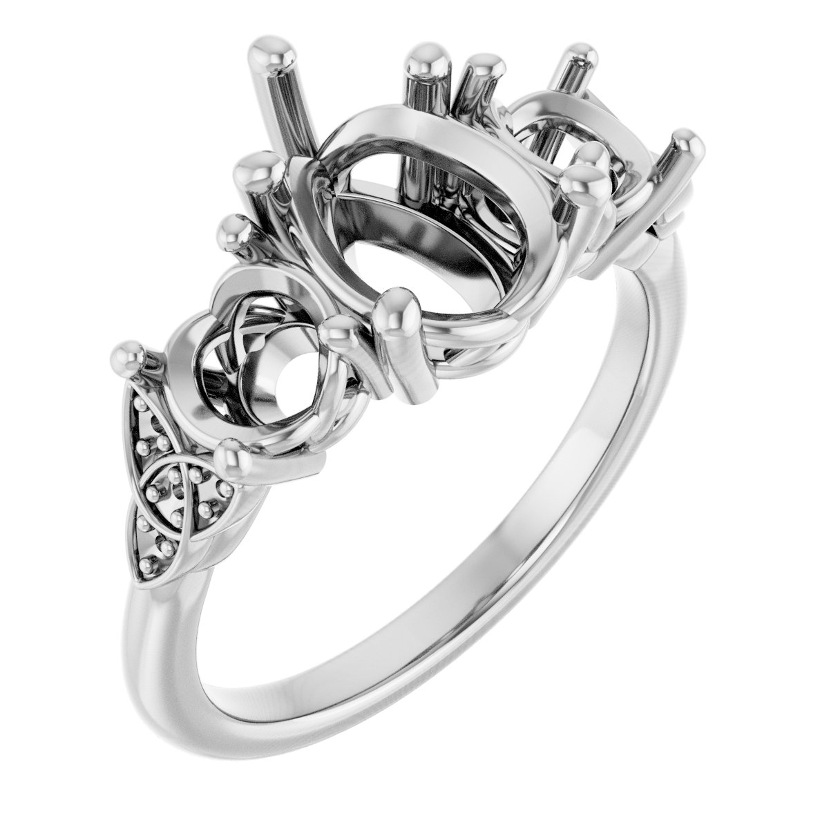 Three-Stone Celtic-Inspired Engagement Ring