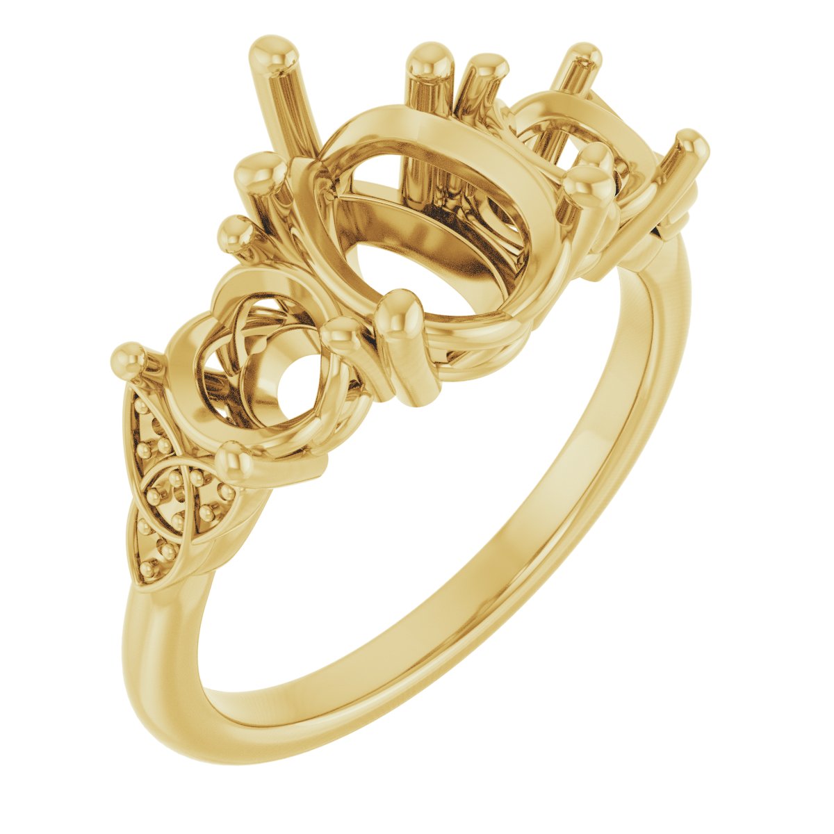 Three-Stone Celtic-Inspired Engagement Ring