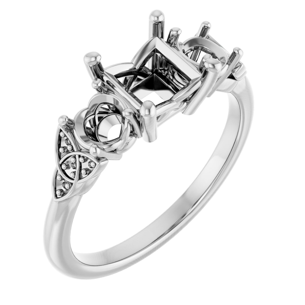 Three-Stone Celtic-Inspired Engagement Ring