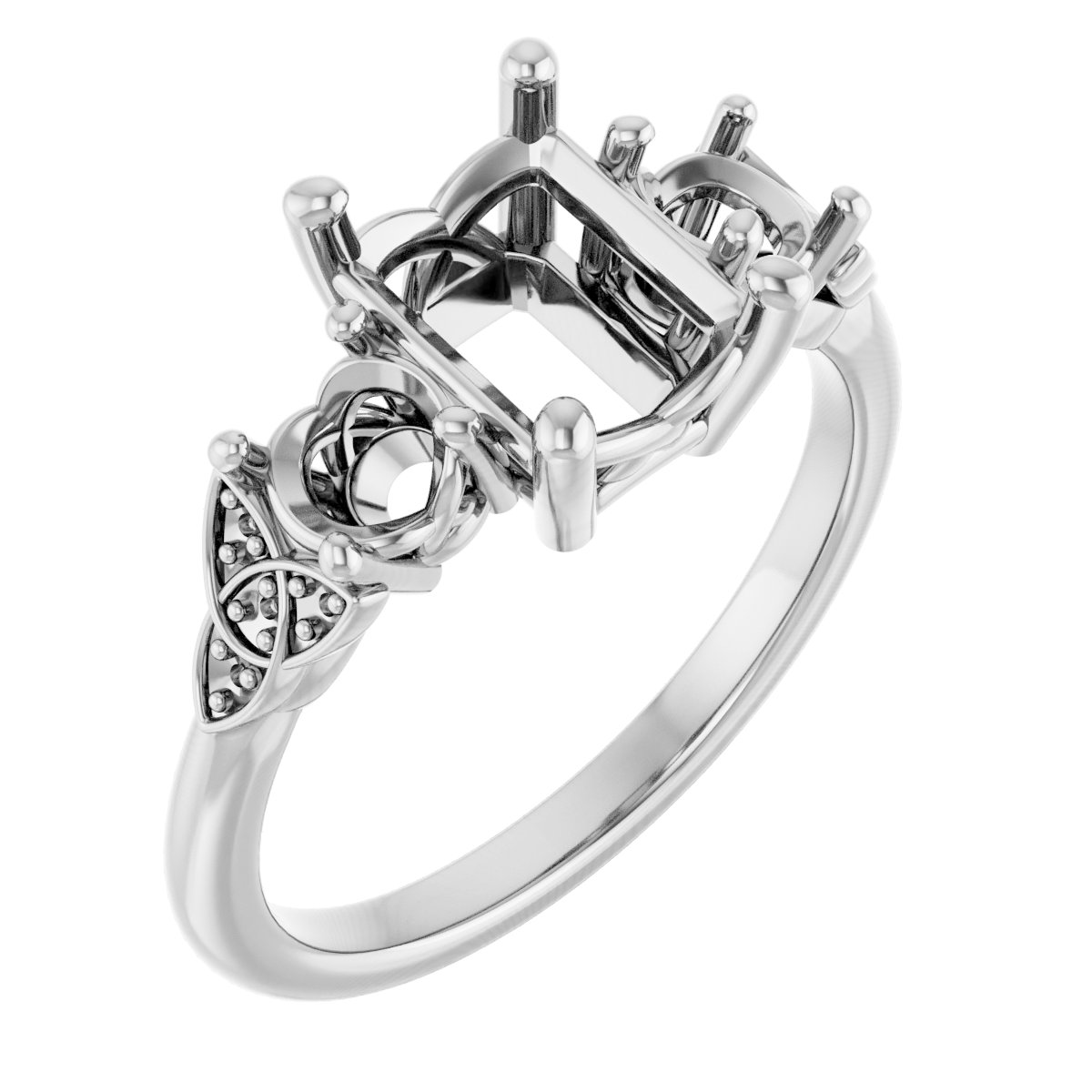 Three-Stone Celtic-Inspired Engagement Ring