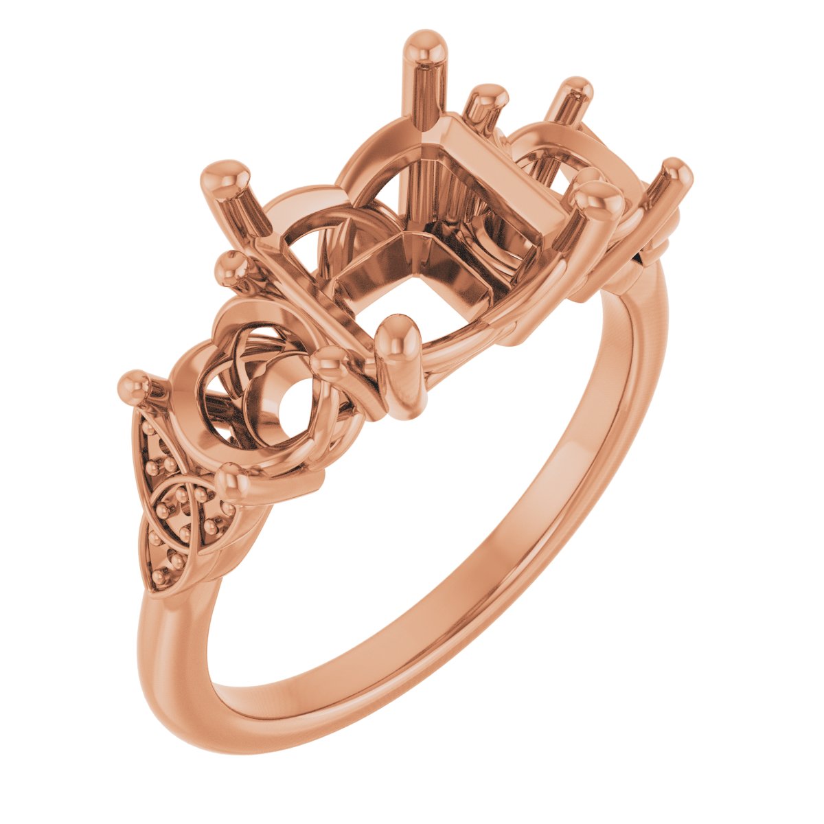 Three-Stone Celtic-Inspired Engagement Ring