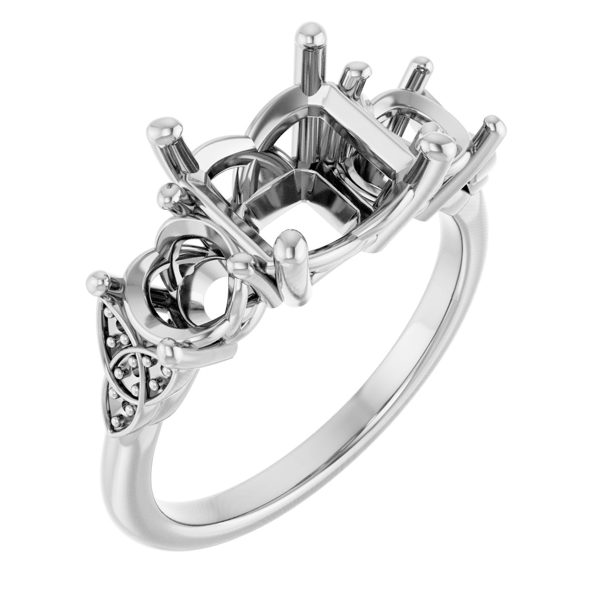 Three-Stone Celtic-Inspired Engagement Ring