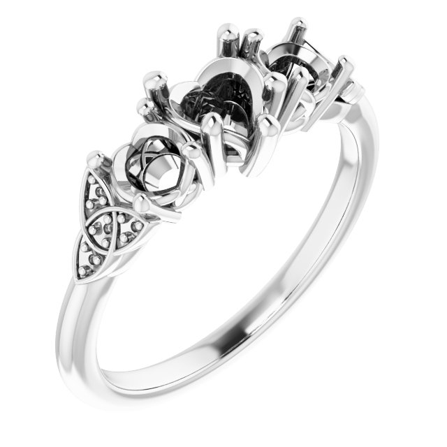 Three-Stone Celtic-Inspired Engagement Ring