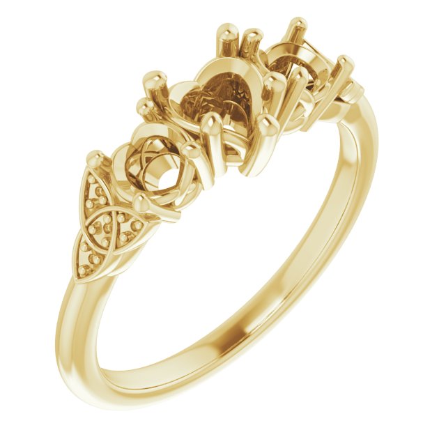 Three-Stone Celtic-Inspired Engagement Ring